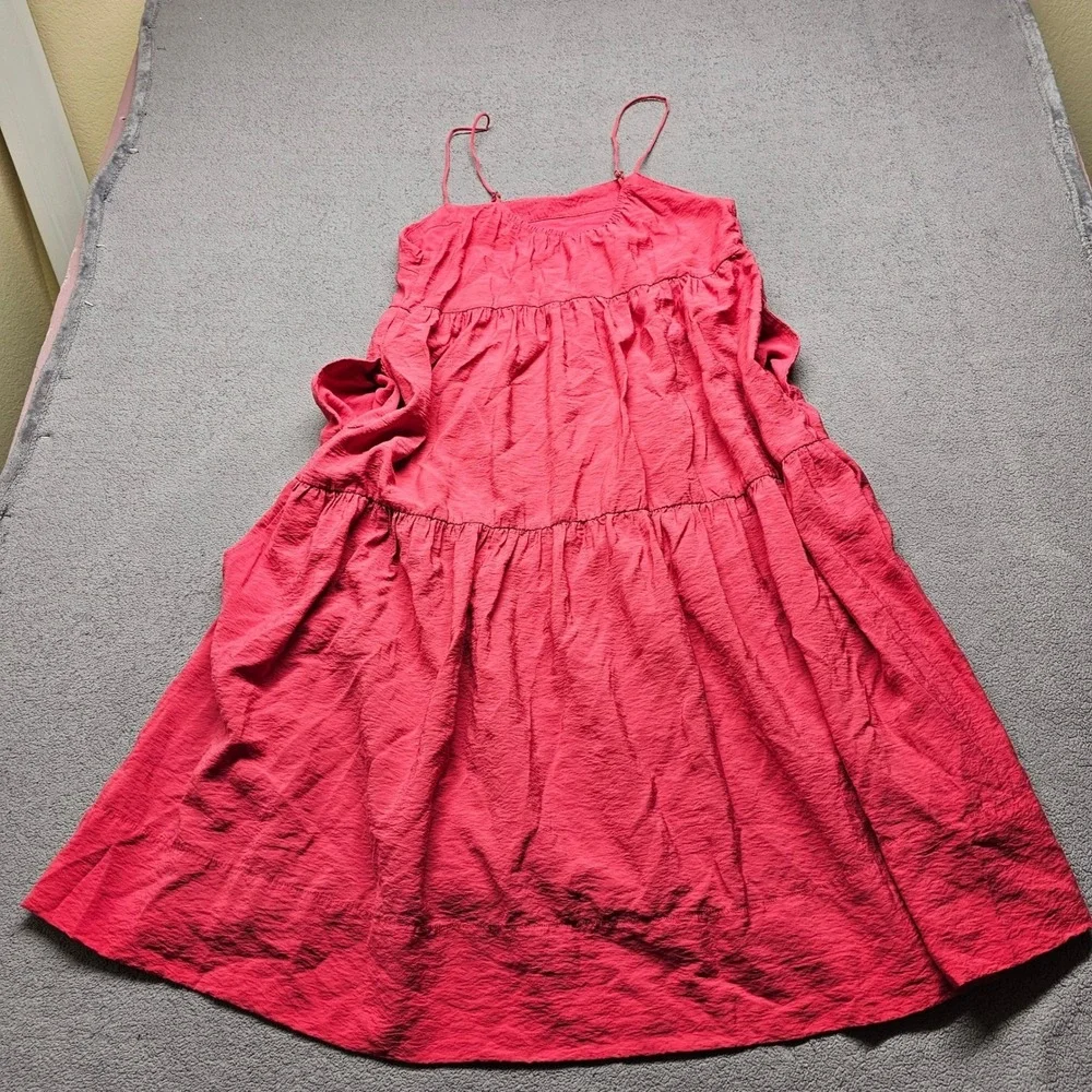 Abercrombie & Fitch Tiered Maxi Dress Womens MP Pink Lined Adjustable Straps
